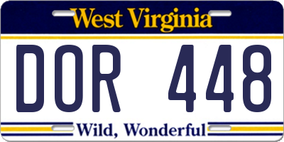 WV license plate DOR448