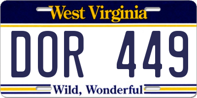 WV license plate DOR449