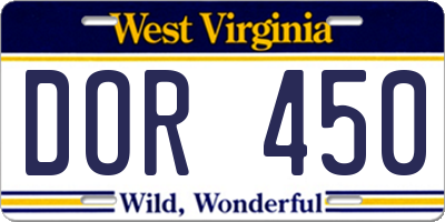 WV license plate DOR450
