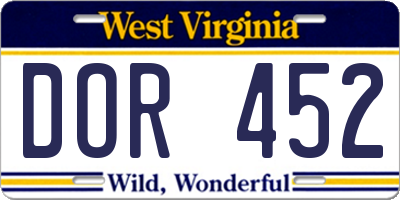 WV license plate DOR452