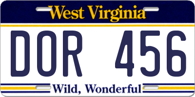 WV license plate DOR456