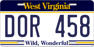 WV license plate DOR458
