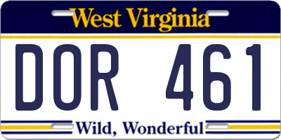 WV license plate DOR461