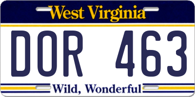 WV license plate DOR463