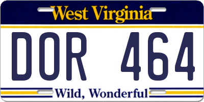 WV license plate DOR464