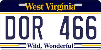 WV license plate DOR466