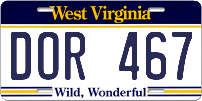 WV license plate DOR467