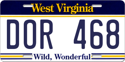 WV license plate DOR468