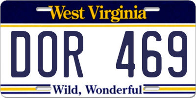 WV license plate DOR469