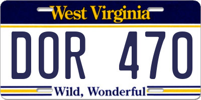 WV license plate DOR470