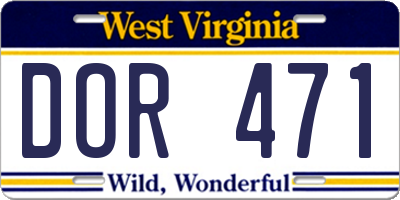 WV license plate DOR471