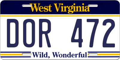 WV license plate DOR472