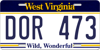 WV license plate DOR473