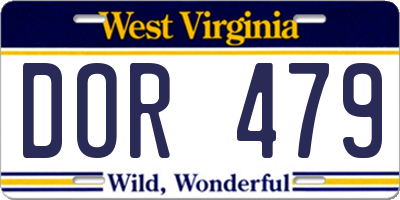 WV license plate DOR479