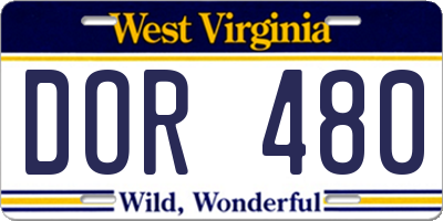 WV license plate DOR480