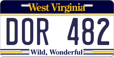 WV license plate DOR482