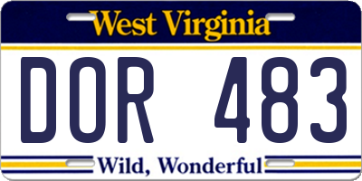 WV license plate DOR483