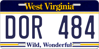 WV license plate DOR484