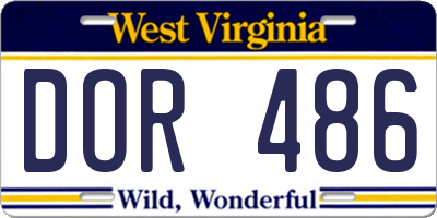 WV license plate DOR486