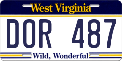 WV license plate DOR487