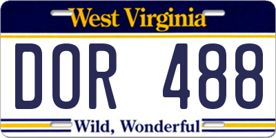 WV license plate DOR488