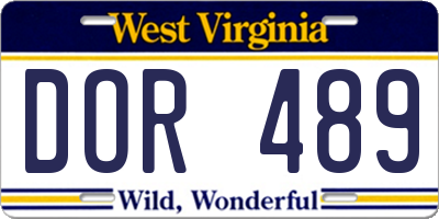WV license plate DOR489