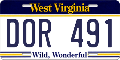 WV license plate DOR491