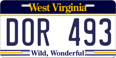 WV license plate DOR493