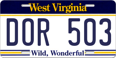WV license plate DOR503