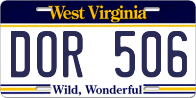 WV license plate DOR506