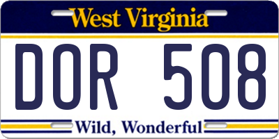 WV license plate DOR508