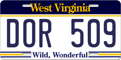 WV license plate DOR509