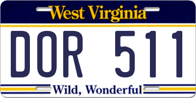 WV license plate DOR511