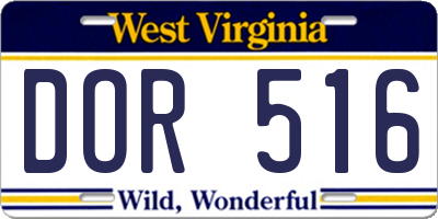 WV license plate DOR516