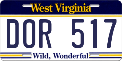 WV license plate DOR517