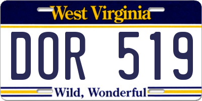 WV license plate DOR519