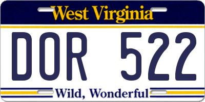 WV license plate DOR522