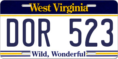 WV license plate DOR523