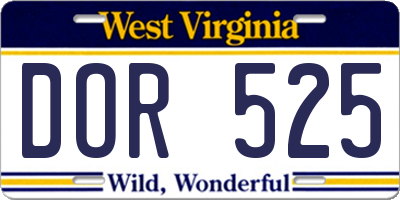 WV license plate DOR525