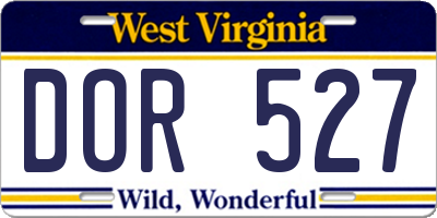 WV license plate DOR527