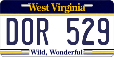WV license plate DOR529