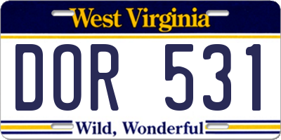 WV license plate DOR531