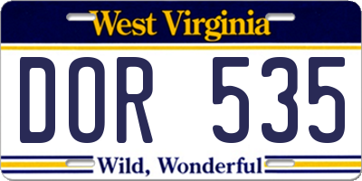 WV license plate DOR535