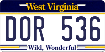WV license plate DOR536