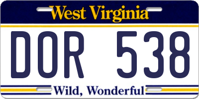 WV license plate DOR538
