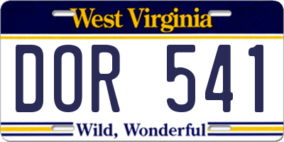 WV license plate DOR541