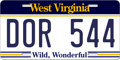 WV license plate DOR544