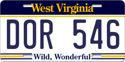 WV license plate DOR546