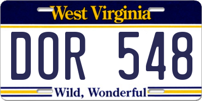 WV license plate DOR548