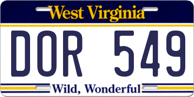 WV license plate DOR549